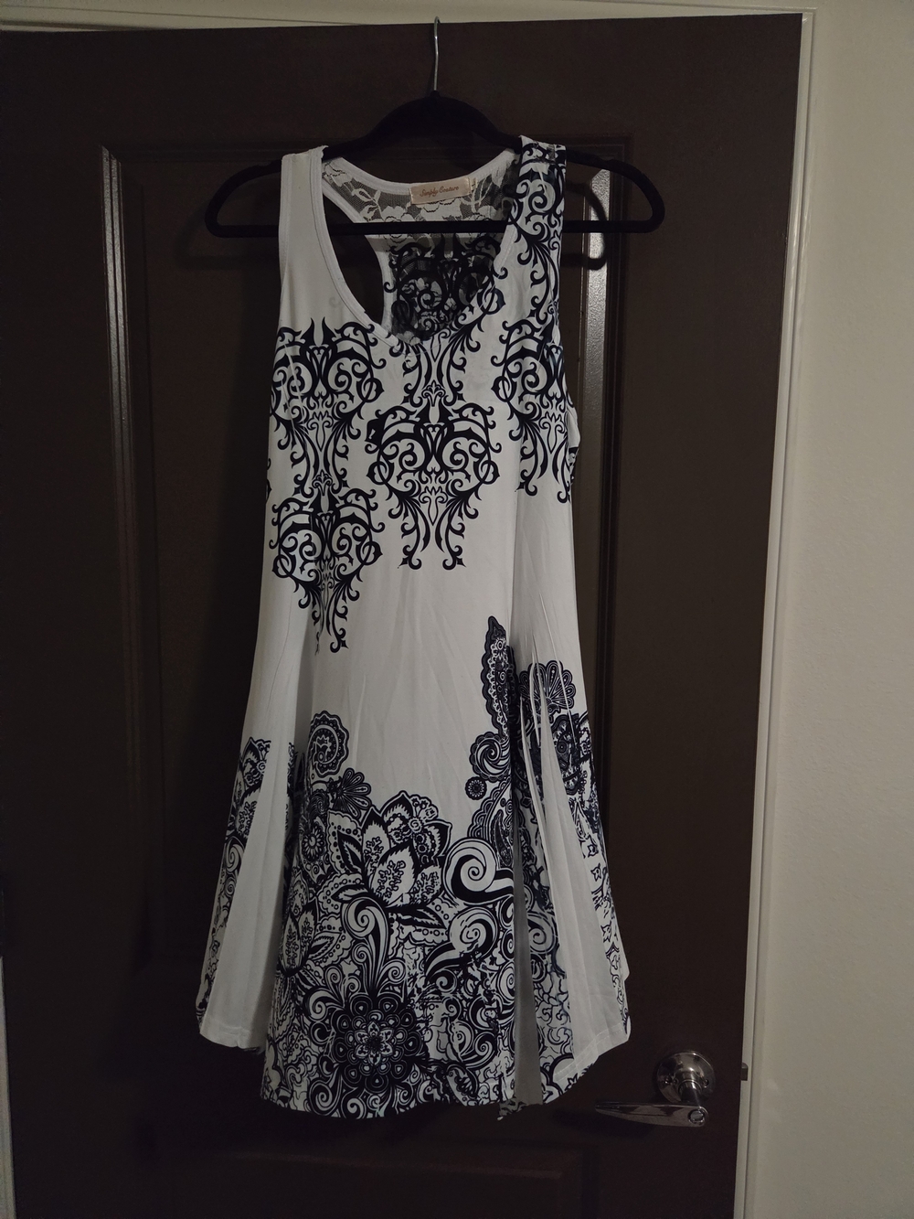 Simply Couture Floral Mini Dress in White & Black Like New